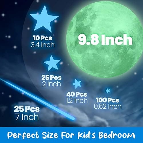 Glow in The Dark Stars and Moon for Ceiling, Luminous Stars and Moon Wall Decal, Wall Decor, Sticky Fluorescence Stars, Gift for boy and Girl Perfect for Kids Nursery Bedroom Living Room(Blue) thumbnail 3