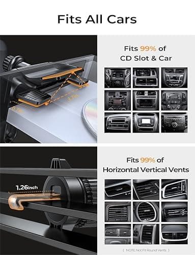 LISEN CD Phone Holder for Car iPhone 17 Adjustable CD Slot Phone Mount Holder Sturdy Cell Phones Holders for Your Car Accessories for Samsung Galaxy S25 S24 iPhone 16 15 Pro Max All Phones thumbnail 6