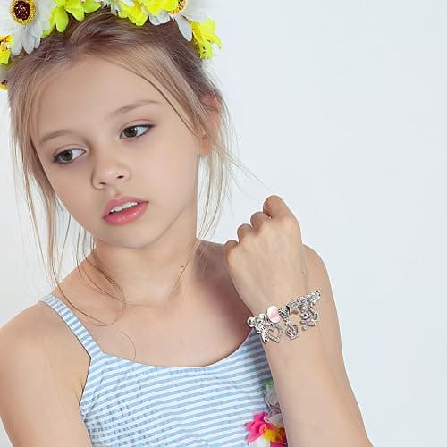 DS Charm Bracelets for girls,exquisite cute cartoon friendship Silver bracelets Stainless Steel Bangle with birthday Gift box, Adjustable girls jewelry Suitable for holiday gifts thumbnail 5
