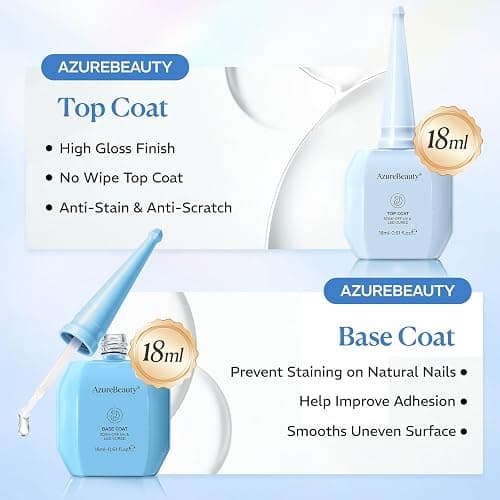 AZUREBEAUTY 18ml Gel Base and Top Coat Set – No Wipe High Gloss Soak Off UV/LED Nail Polish, Long-Lasting Clear Gel for Smooth Shiny Manicure thumbnail 2