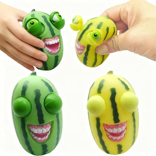 2 PCS Squishy Watermelon Stress-Relief Fidget Toys, Mini Cute Squeeze Toys, Perfect for Office Desk Toys, Party Decorations, Various Bag Fillers (Yellow and Green) - Image 1