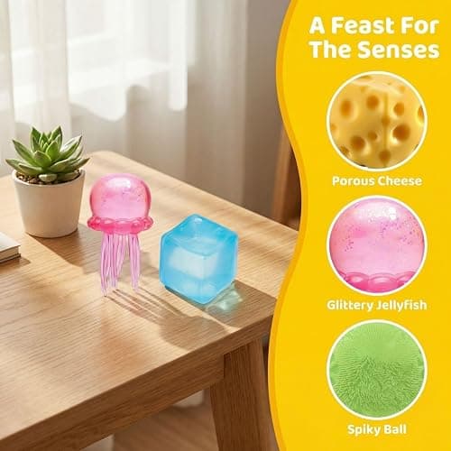 9 Pack Squishy Squeeze Toys, Slow Rising Soft Squishy Set with 9 Different Designs, Random Colors, Stretchy Hand Fidget Set for Desk, Office, and Daily Use thumbnail 8