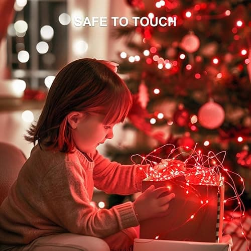 JMEXSUSS 4 Pack 50 LED Red Fairy Lights Battery Operated, 16.1ft Mini Firefly Starry Lights, Red String Lights for Bedroom Wedding Party Christmas Halloween Decorations thumbnail 7