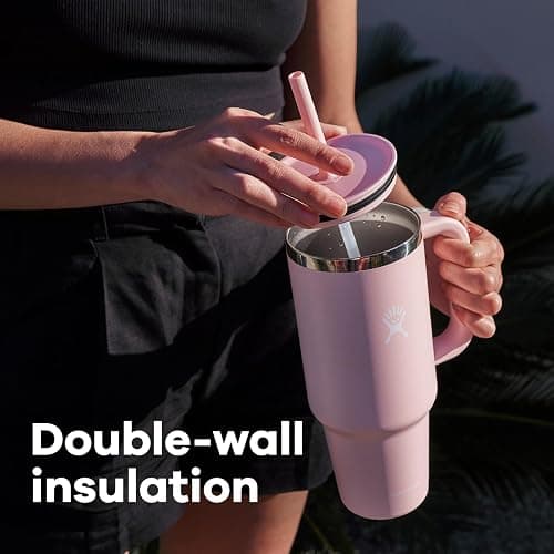 Hydro Flask Travel Tumbler with Handle, Lid and Straw - Insulated Stainless Steel in 40 Oz Trillium thumbnail 8