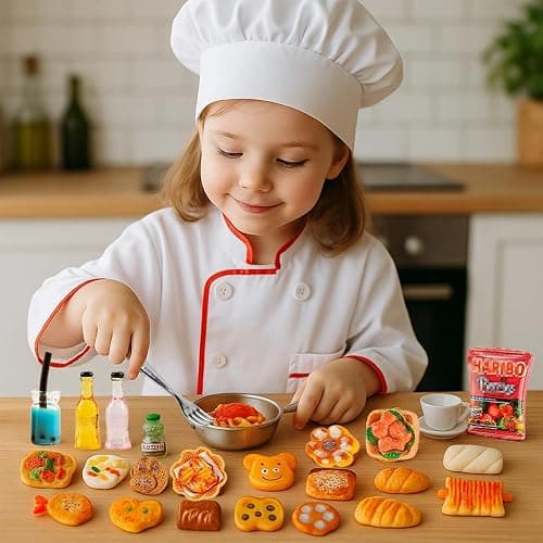 HKLMRO 150Pcs Miniature Food Drink Bottles Adults Dollhouse Soda Pop Cans Pretend Play Kitchen Cooking Game Party Accessories Toys Hamburger Cake Ice Cream Pizza Bread Tableware Doll House Landscape thumbnail 8