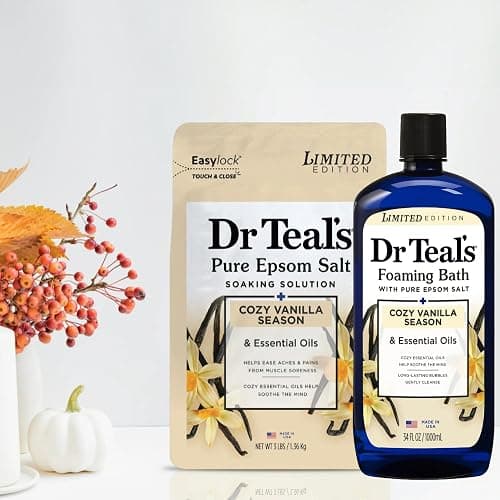 Dr Teal's Cozy Vanilla Season Comfort Pure Epsom Salt Soak and Cozy Vanilla Season Foaming Bath Duo Pack thumbnail 7