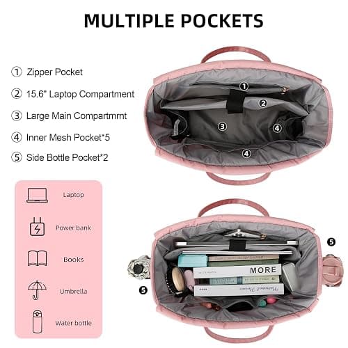 KKXIU Lunch Tote Bag for Teacher & Nurse, 15.6 Inch Laptop Tote with Insulated Lunch Box Pocket for Women thumbnail 6