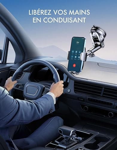 Mohard Support Telephone Voiture, [Jamais de Chute] Ultra Robuste Porte Telephone Voiture Orientable à 360°, Accroche Téléphone Voiture Ventouse Ensembles d'Intérieurs pour 4-7" Smartphones thumbnail 8