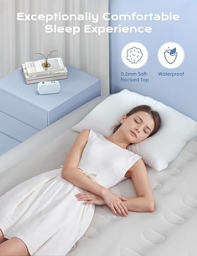Twin Air Mattress with Built in Pump Raised, 18'' High Inflatable Mattress Electric Blow Up Mattress Fast Blow Up Bed Tall Comfortable Airbed for Camping, Home Guests, Travel w/ Storage Bag 550Lbs Max thumbnail 4