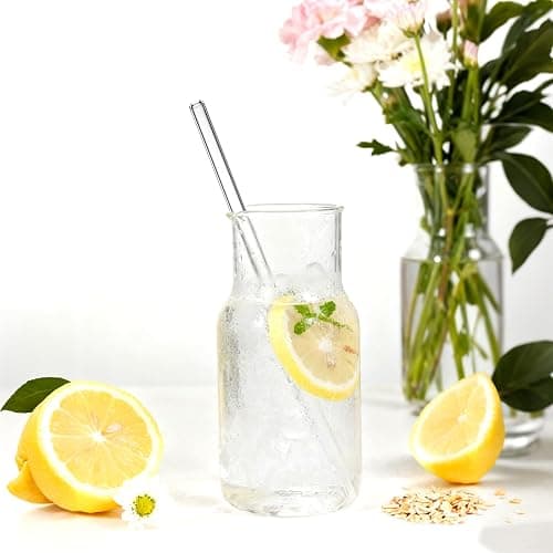 CEDIDJAC 16 PCS Reusable Glass Straws Set 6 Straight & 6 Bent Clear Drinking Straws (8.5''x10mm) with 4 Cleaning Brushes，Perfect for Smoothies, Milkshakes, Coffee, Juice, Milk, Cocktails thumbnail 2