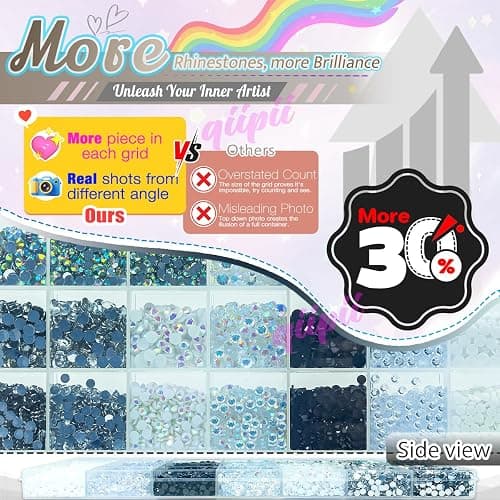 qiipii 28 Types Black White Silver Clear Jelly Resin Rhinestones w B7000 Glue for Bedazzling Crafting 3-6mm Flatback Stones Gems Diamonds Crystals for Face Makeup Crafts Tumblers Bottles Clothes Shoes thumbnail 3