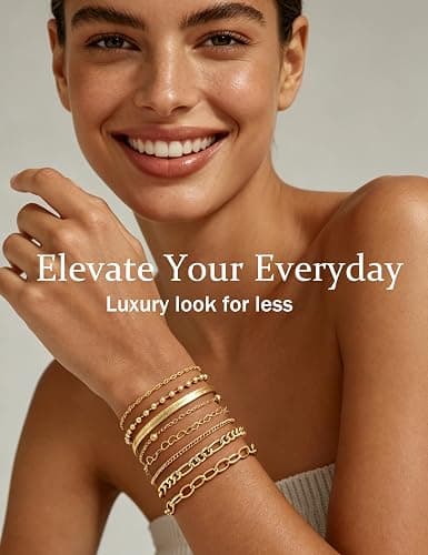 10 Pcs Gold Bracelets for Women, 14K Gold Plated Stackable Cuban Link Paperclip Chain Bracelet Set, Dainty Gold Bracelets Stack Jewelry thumbnail 3