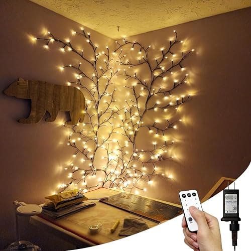 NIDISETPJAS Enchanted Willow Vine Lights with Remote, Christmas Swags Decorations Indoor Room Decor, 18 Branches 144 LEDs Lighted Willow Vine Lights for Walls Bedroom Home Decor - Image 1