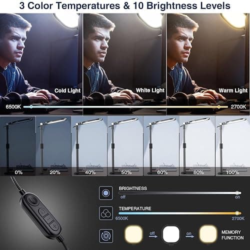 Zoom Lighting for Computer, Adjustable Desk Lighting for Video Calls, 30 Light Modes Video Conference Light, Desk Ring Light with Stand for Webcam, Meetings, Live Stream, Home Office. CRI 97.8 thumbnail 5