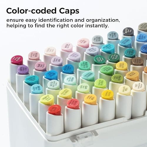 Ohuhu Alcohol Markers Double Tipped Slim Broad and Fine Art Marker for Artists Adult Coloring Drawing Landscape Sketch - 60 Colors Kaala Markers Refillable Art Pen Gift thumbnail 8
