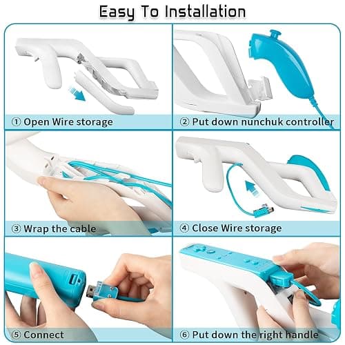 Machine-Ya Wii Zapper Gun and Steering Wheel Compatible with Nintendo Wii & Wii U Remote Game (2-Pack, White) thumbnail 7