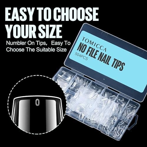 TOMICCA Short Square Nail Tips, 504Pcs Clear Press on Nails Square Full Cover Nail Tips Clear False Press on Nails, Soft Tips for Gel Nail Extension DIY Nail Salon 12 Sizes thumbnail 4