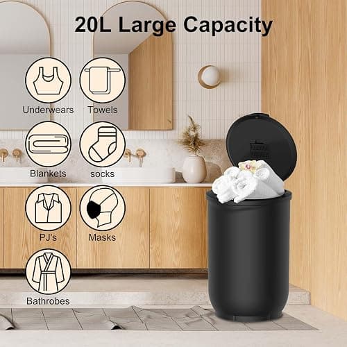 Trydow Ultra Large Capacity Towel Warmer Bucket, Rapid Heating with Timer, One-Button Control, Safety Lock, Perfect for Home and Spa, Black thumbnail 5