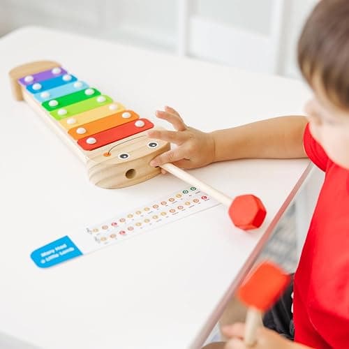 Melissa & Doug Caterpillar Xylophone Musical Toy with Wooden Mallets 15.25" x 6.5" x 1.5", Blue thumbnail 3