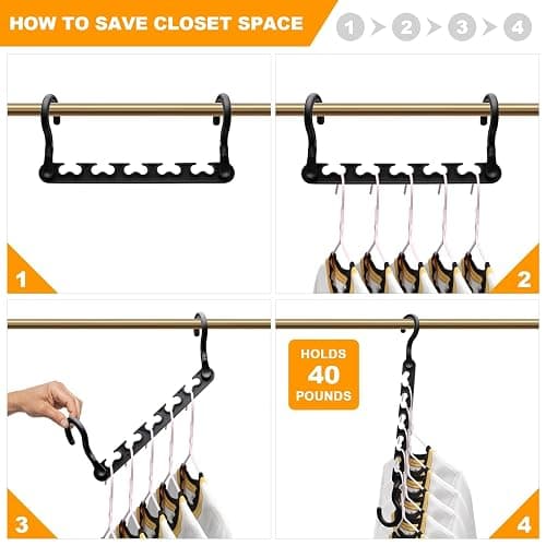 12-Pack-Closet-Organizers-and-Storage,Clothes-Organizer-Hangers for Heavy Clothes Sturdy Home Closet Organization and Storage,College-Dorm-Room-Essentials for Girls,Cloth-Storages-Space-Saving-Hangers thumbnail 5
