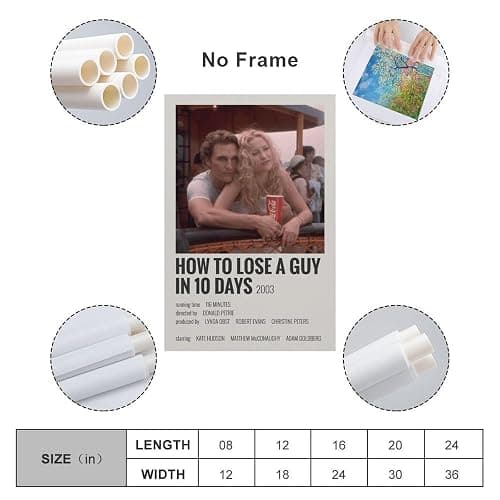 Room Aesthetic Poster Classic Movie How to Lose A Guy in 10 Days Movie Posters Cool Artwork Wall Art Home Decor Gift Ideas Prints Poster Decorative Painting Canvas Wall Art Living Room Posters Bedroo thumbnail 2