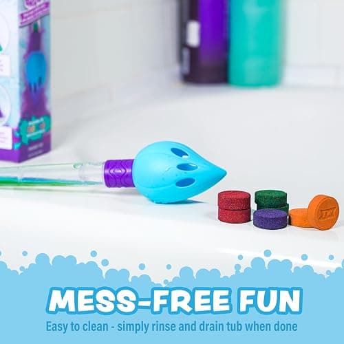 Tub Works® Bath Color Brush™ Kids Bath Bomb Set | Nontoxic & Fragrance-Free | Use Brush to Paint Water with Vibrant, Fizzing Colors | Fun BathBombs for Kids Bath | Creative Bathtub Toys for Toddlers thumbnail 8