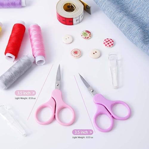 3.5" Sharp Small Craft Scissors all Purpose, Precision Straight and Curved Fine Tips for Thread Yarn Fabric Cutting, Mini Scissors with Protective Cover, Ideal for Sewing, Embroidery, Beauty, Crochet thumbnail 5