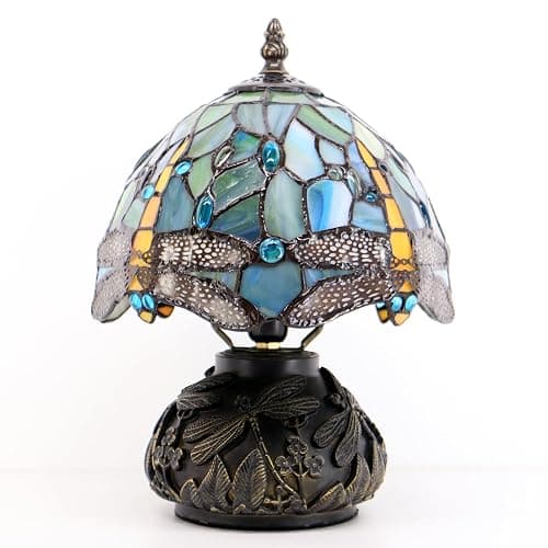 HWDFEI Small Tiffany Mushroom Table Lamp,Mini Memory Sympathy Antique lamp 8X11 Inch (Brown Dragonfly) thumbnail 6