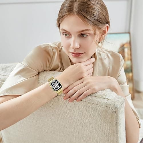 Waterproof Stainless Steel Milanese Band with Case Compatible for Apple Watch 38mm 40mm 41mm 42mm 44mm 45mm 46mm 49mm Women/Men,Magnetic Strap for iWatch Series 11 10 9 8 7 6 5 4 3 2 1 SE SE3 Ultra2/3 thumbnail 7