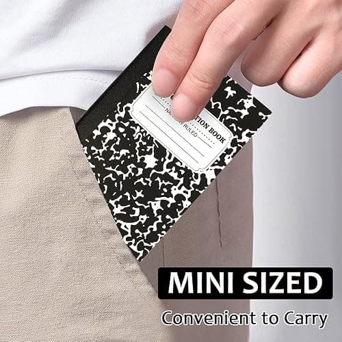 feela Mini Composition Notebook, Cute 30 Pack Black Narrow Ruled Mini Composition Books Bulk, Small Pocket Marble Journal Notebooks for Kids Students College Office, Pocket Size 4.5 x 3.25 in thumbnail 4