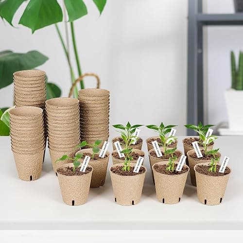 JNYONG 60 Packs 3.15 Inch Peat Pots,Biodegradable Pots for Seedlings with Drainage Holes, Garden Germination Nursery Pots with 50Pcs Plant Labels thumbnail 2