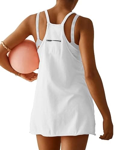 Womens Athletic Dress Hot Shot Mini Dress Built in Shorts Summer Workout Romper 2026 Trendy Outfit thumbnail 2