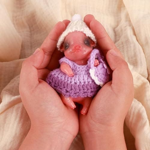 BABESIDE 4.5" Realistic Silicone Piggy Toy - Soft, Stretchy, Chubby Mini Silicone Pig Pet Figurine for Stress Relief, Sensory Play, Kids & Adults Collection thumbnail 7