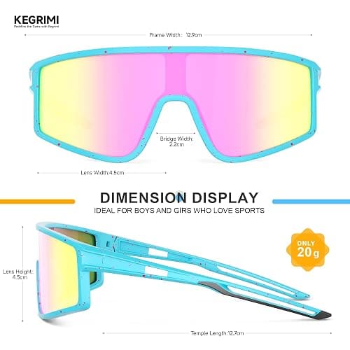 Kegrimi Kids Polarized Sunglasses Youth Baseball Sun Glasses for Boys Girls | Softball Glasses with UV Protection, Gifts for Toddler Boys, Sports Gear Baseball and Cycling Accessories for 3-12 Teen thumbnail 5