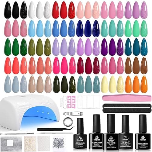 Beetles Gel Nail Polish Kit with U V Light -54 Pcs Gel Nail Kit Four Seasons Glow 32 Colors Set with Base Matte & Glossy Top Coat Soak Off Home Salon DIY Manicure Christmas Gifts for Women Teen Girls - Image 1