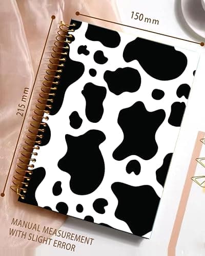 iampanda Spiral Journal Notebook,Strong Twin-Wire Binding with Premium Paper for Girl Women,Cute 60 Sheets A5 College Ruled Notebook/Journal,Perfect for School Office Home Gifts,Black White Cow Print thumbnail 3
