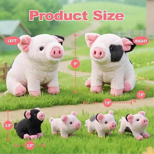 OUOZZZ 11" Pig Stuffed Animal 5-in-1 Plush Pig Piglets Zipper Tummy | Fun Interactive Birthday Gift for Girls & Boys Age 3+, Adorable Pretend Play for Toddlers thumbnail 2