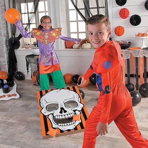 Fun Express Halloween Bean Bag Toss Game - Large Wooden Skull Design Board with 6 Bean Bags | Perfect for Halloween Party Games, Carnival Activities & Fall Festival Fun for Kids and Adults thumbnail 2