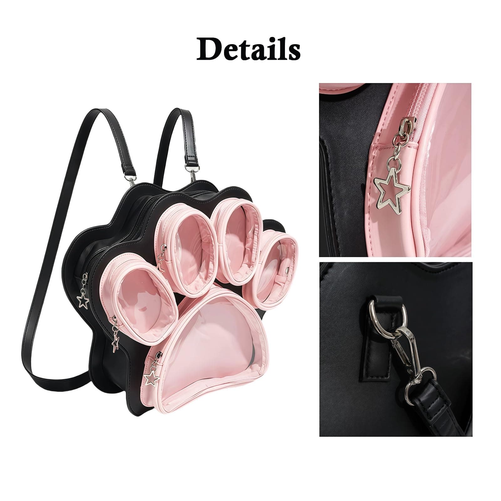 Cat Paw Ita Bag Kawaii Cute Backpack Ita Display Backpack with Clear Pocket Aesthetic Crossbody Shoulder Bag thumbnail 7
