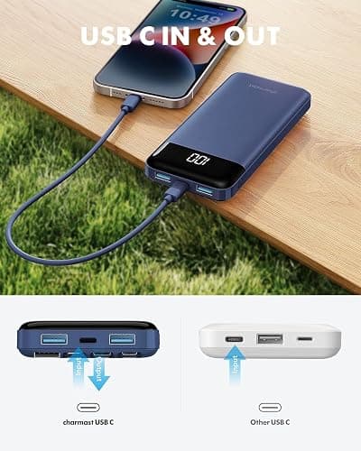 charmast Portable Charger with Built in Cables, Power Bank with Cords Wires, Slim 10000mAh Travel Battery Pack 6 Outputs 3 Inputs 3A Fast Charging for Samsung Google Pixel LG Moto iPhone iPad thumbnail 8