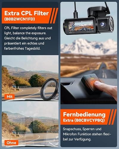 VANTRUE N4 Pro 3 HDR 4K+ 1080P+ 1080P STARVIS 2 Dashcam Auto, 5G WiFi PlatePix™ Dash Cam GPS 360° Puffer Parküberwachung Auto Kamera, IR Nachtsicht, Sprachbefehl, Privatsphäremodi, 2.45” 1TB Max thumbnail 9