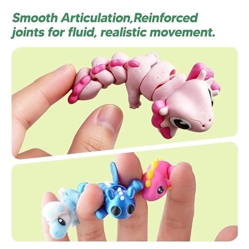 ROIISNM 51PCS Mini 3D Printed Animals, Articulated Fidget Toys for Kids | Pink Axolotl Surprise, Jumbo Twist-Lock Storage Egg, Sensory Play, Party Favors, Classroom Rewards, Desk Pets thumbnail 5