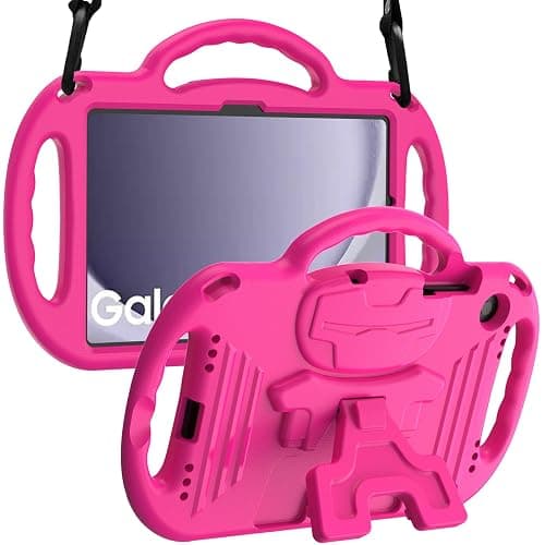 LTROP Case for Samsung Galaxy Tab A11 Plus 2025 / A9 Plus 2023 11 Inch with Shoulder Strap Handle & Kickstand, Shockproof Bumper Case for Galaxy Tab A11+ 2025 / A9+ 11" - Hot Pink - Image 1