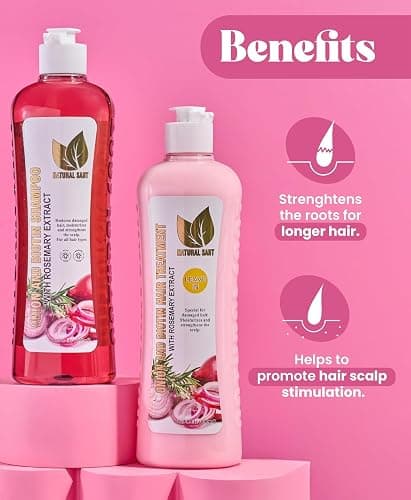 NATURAL SANT - Onion Biotin and Rosemary Shampoo & Treatment Set for Stronger, Thicker and Longer Hair - Soft and Shine, Hair Loss and Thinning, Growth Shampoo, Paraben Free, Silicone Free thumbnail 2