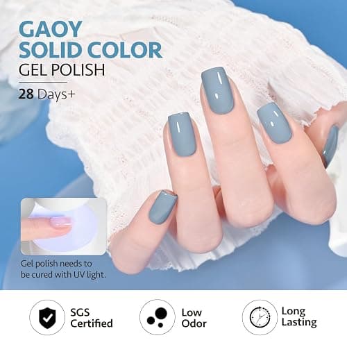 GAOY Blue Navy Gel Nail Polish Set, 6 Colors Nude Gray Baby Blue Soak Off UV Light Cure Gel Polish Kit for Salon and Nail Art DIY at Home thumbnail 5