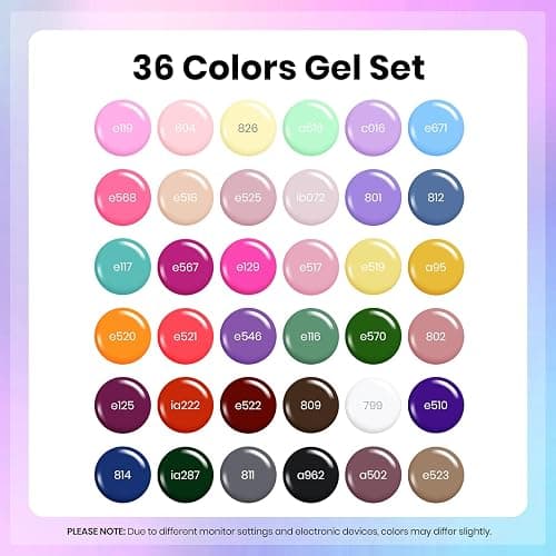 Beetles Gel Nail Polish Set - 36 Colors Nature's Tales Nail Colors Kit with Glossy & Glitter Top Coat, Soak Off UV LED Nail Gel Kit, Long Lasting Nail Art for DIY Home Salon Manicure Gift for Women thumbnail 2