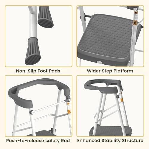 HBTower Kids 2 Steps Step Stool, Toddler Tower for Kitchen Counter Learning, Toddler Kitchen Stool Helper with Anti-Drop Safty Railing Kids Standing Folding Stepper thumbnail 4