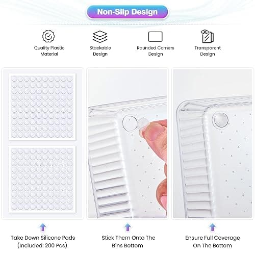47 PCS Clear Plastic Drawer Organizer Set - 4 Sizes Makeup Organizer Desk Drawer Divider Bathroom Organizers and Storage Bins for Makeup, Jewelry, Gadgets, Office, Kitchen, Bedroom, Bathroom thumbnail 4