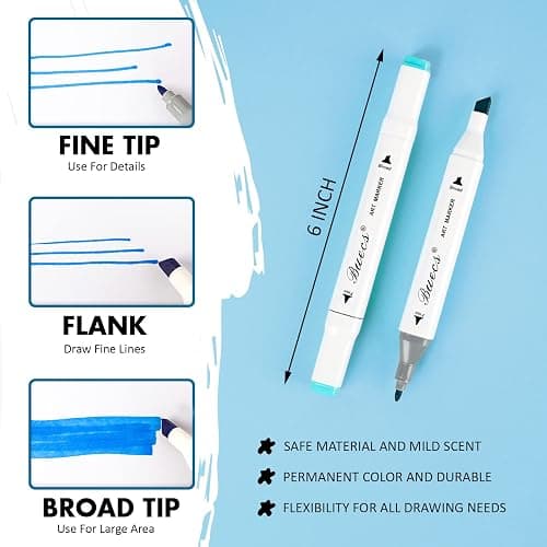 Buecs Alcohol Markers: Double Tipped Art Marker, 120 Count, suitable for Adults Artists Painting, Coloring Drawing Sketching, Multicolor thumbnail 3