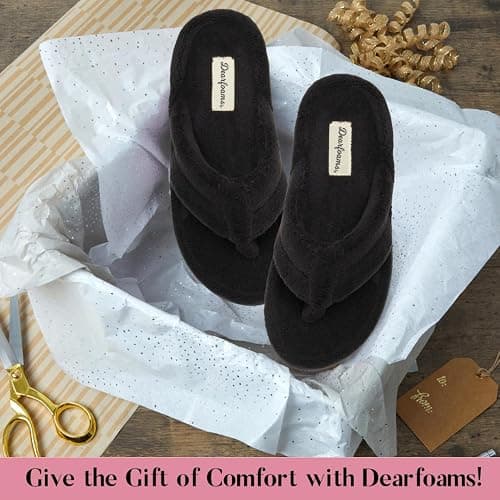 Dearfoams Women's Melanie Colorblocked Microfiber Terry Thong Slipper thumbnail 4